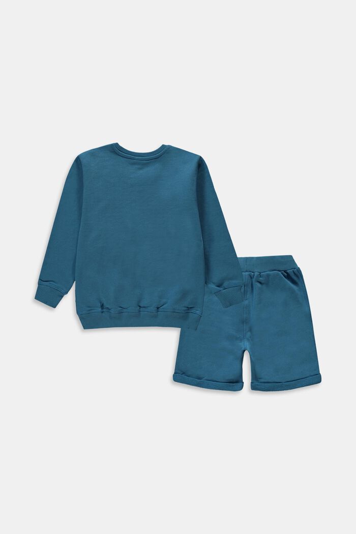 Set: felpa e shorts, 100% cotone, TURQUOISE, detail image number 1