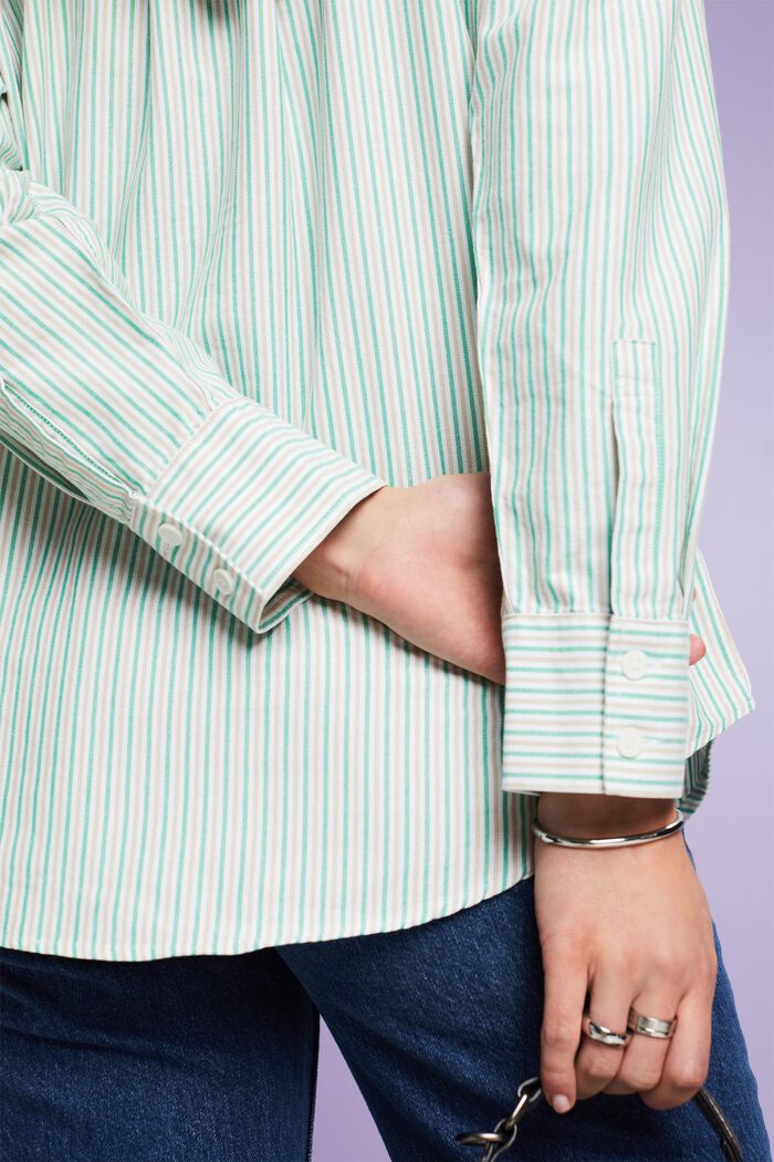 Camicia di cotone a righe oversize, GREEN, detail image number 3