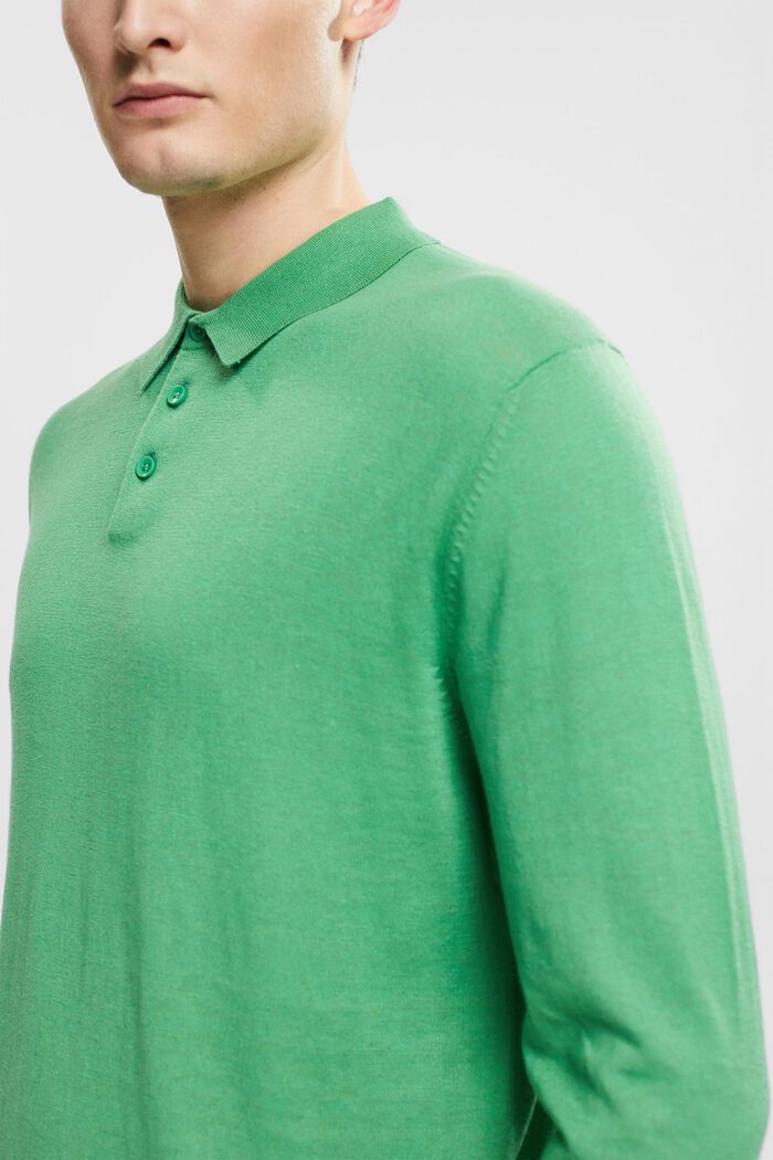 Con TENCEL™: polo a manica lunga, GREEN, detail image number 0