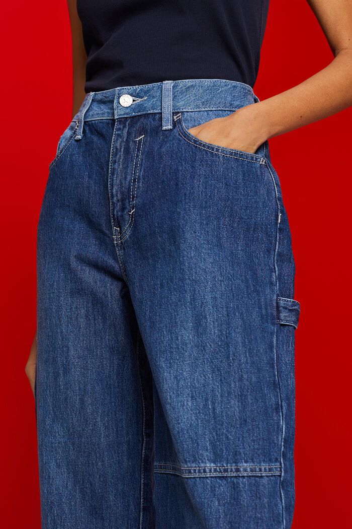 Jeans asimmetrici a gamba larga anni ‘90, BLUE DARK WASHED, detail image number 2