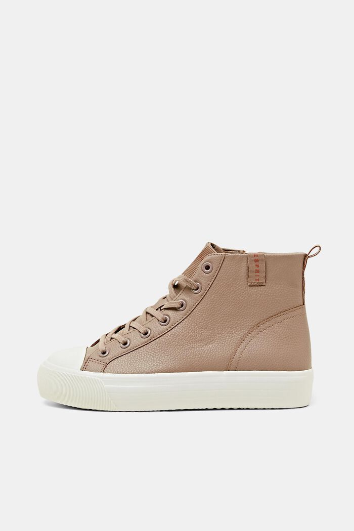 Sneakers con plateau in similpelle, TAUPE, detail image number 0