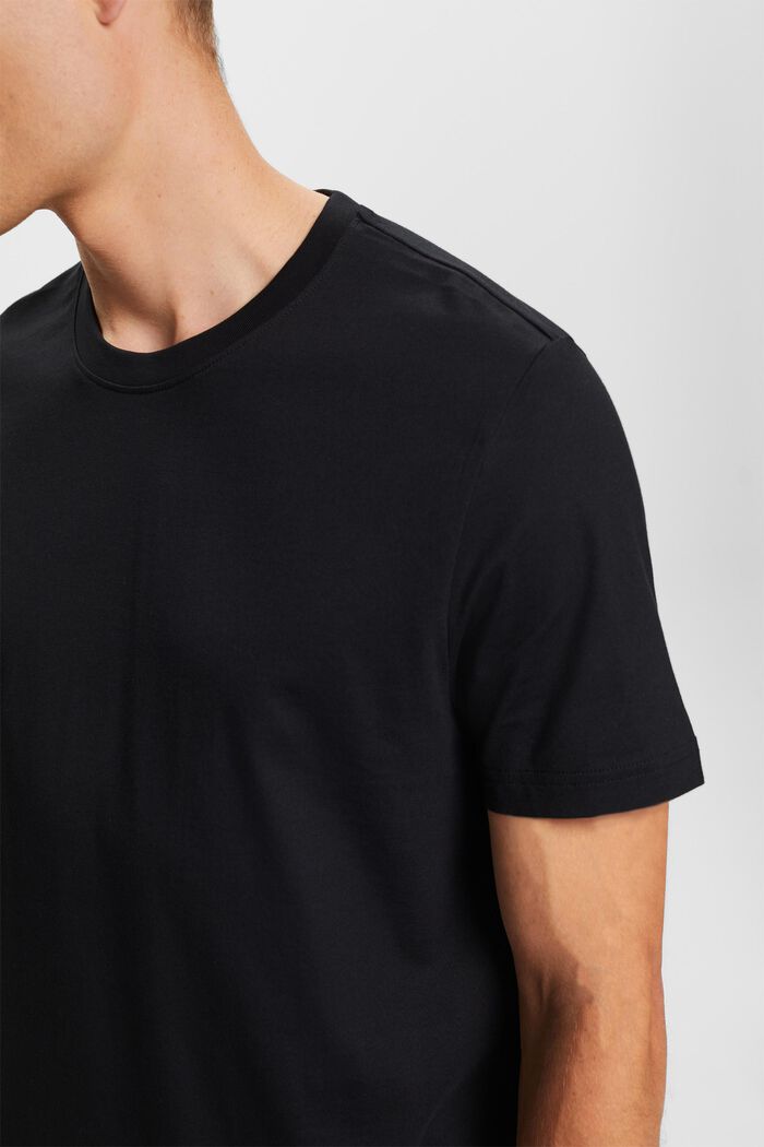 T-shirt girocollo in jersey di cotone Pima, BLACK, detail image number 2