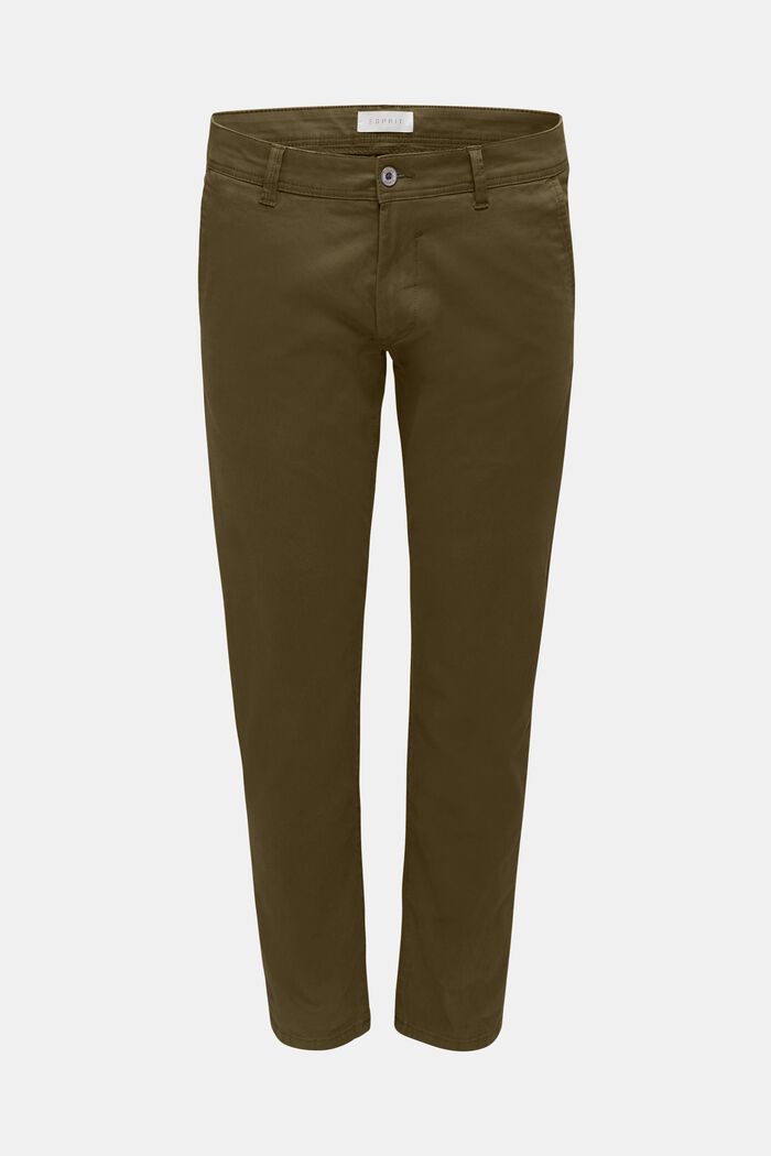 Pantaloni chino in cotone stretch, OLIVE, detail image number 0