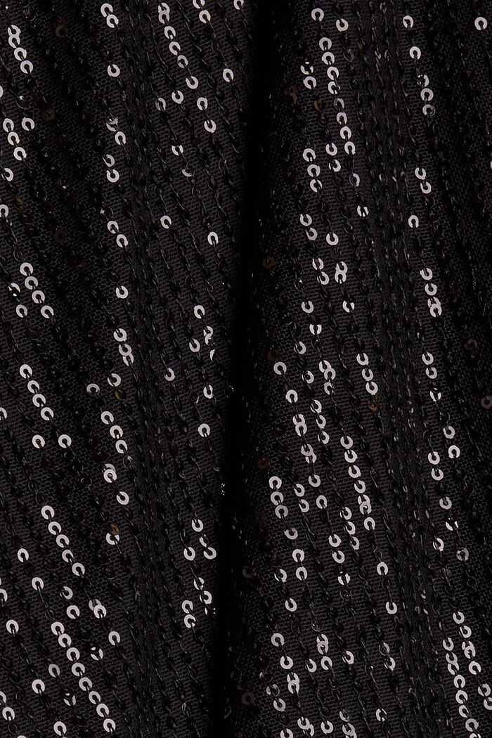 Minigonna con paillettes e arricciatura, BLACK, detail image number 4