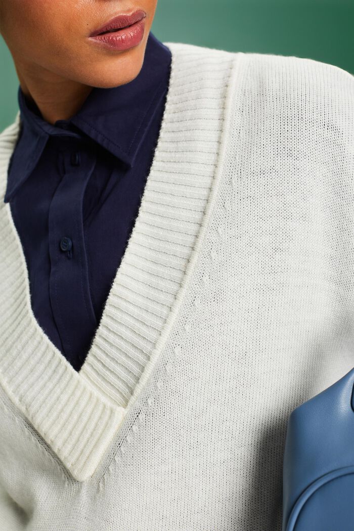 Pullover con scollo a V in misto lana e cashmere, ICE, detail image number 3