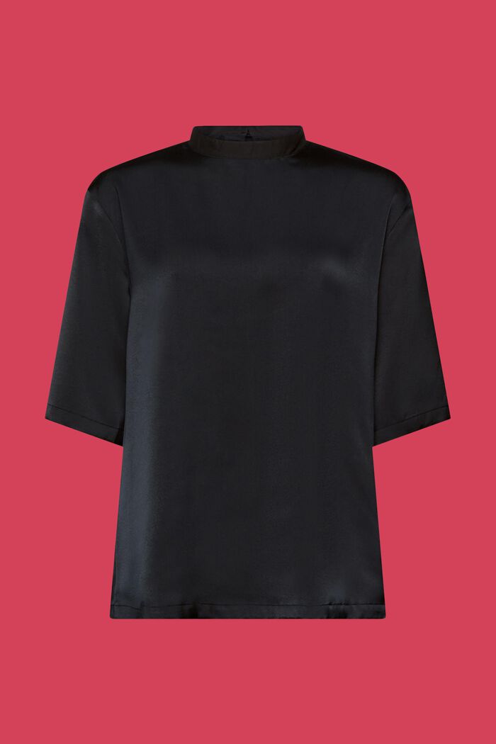 Blusa in raso, BLACK, detail image number 6