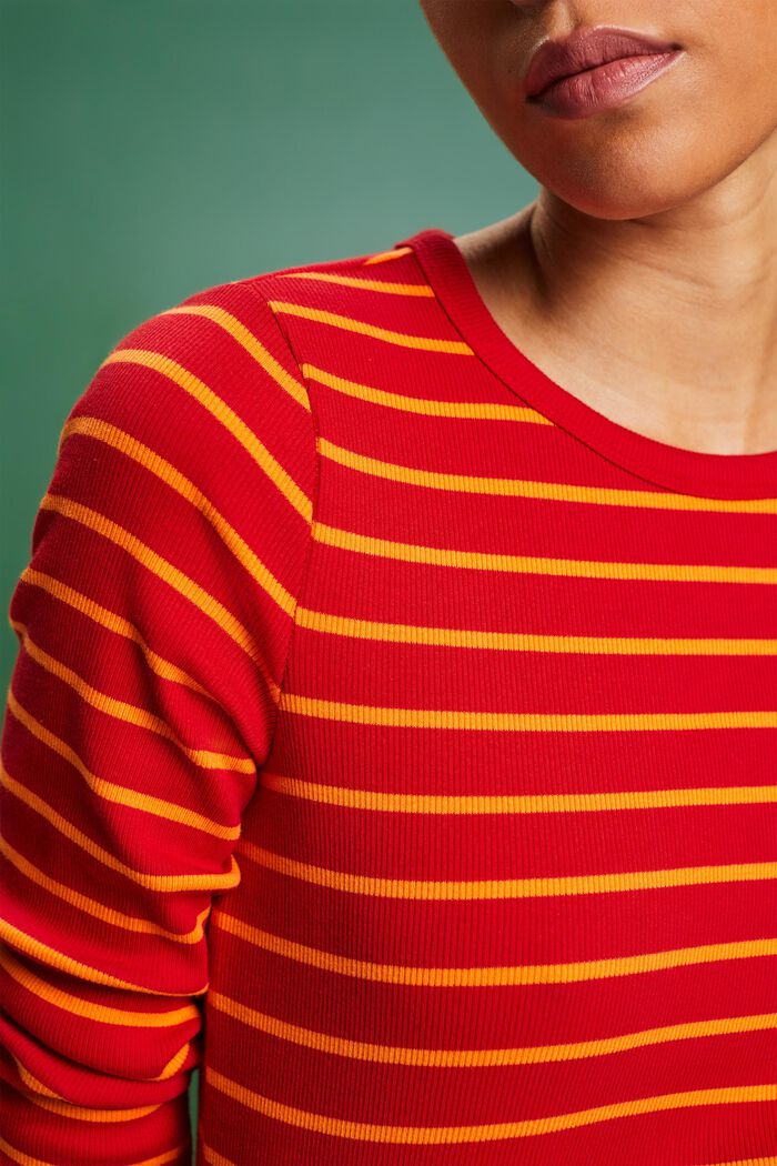 Top a righe in maglia a coste, RED, detail image number 3