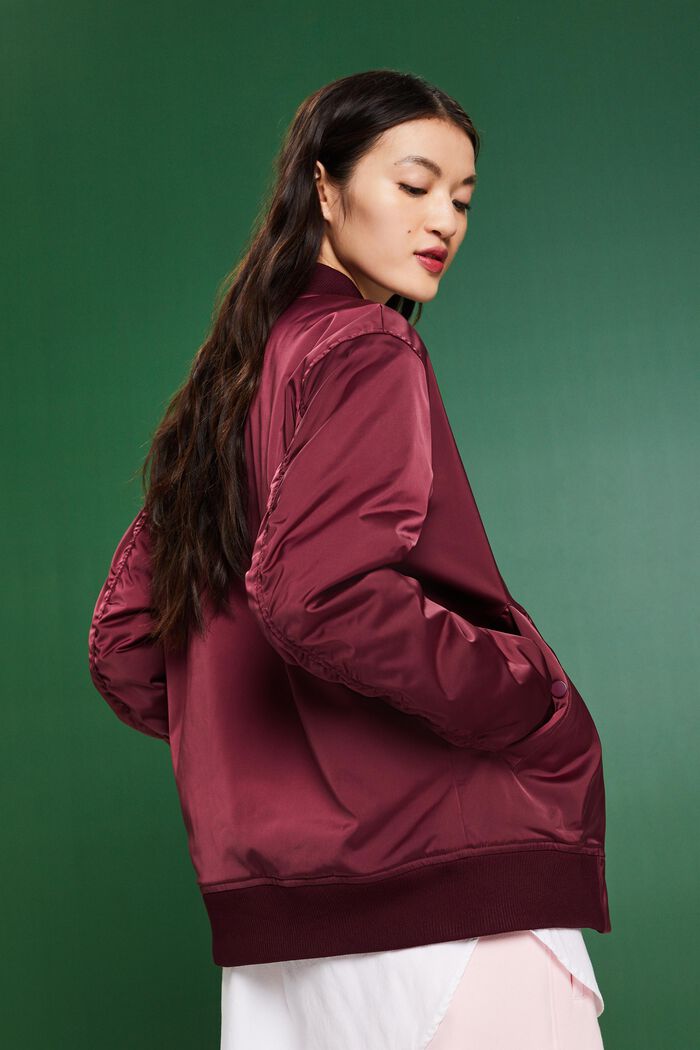 Giacca bomber in raso, BORDEAUX RED, detail image number 3