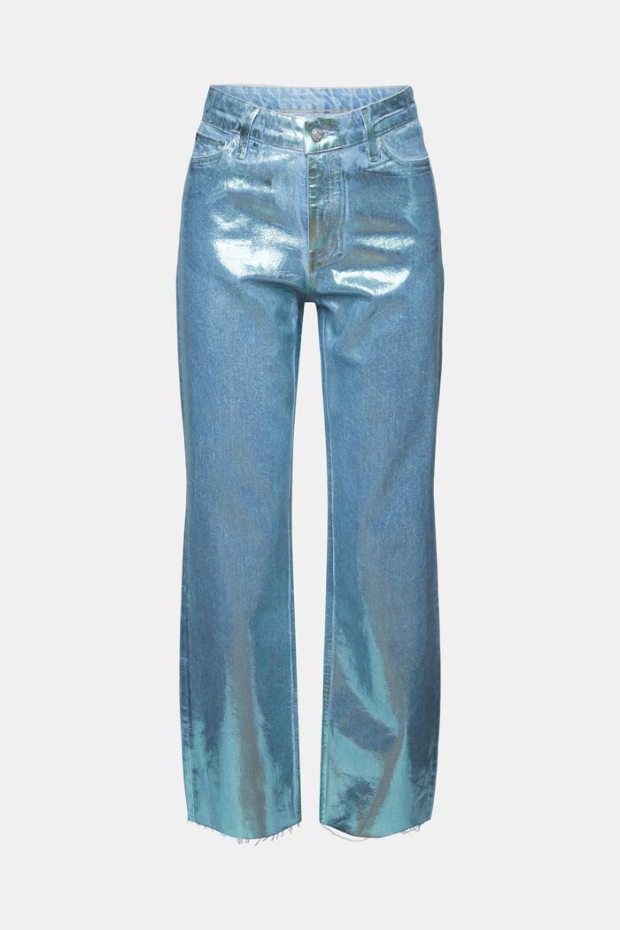 Jeans dritti retrò a vita alta metallizzati, DENIM/PISTACHIO GREEN, detail image number 7