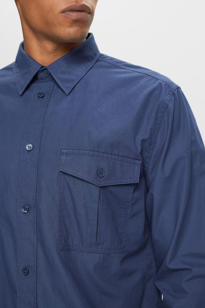 Camicia utility in cotone, GREY BLUE, detail image number 1