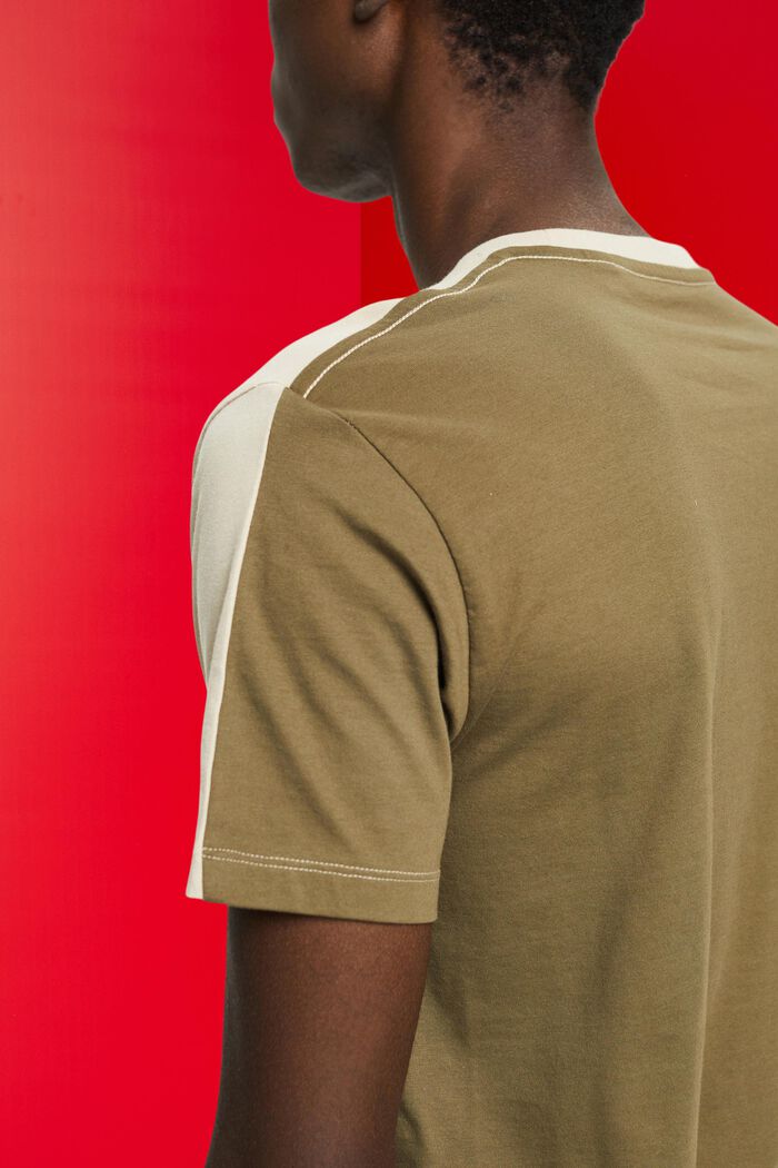 T-shirt in cotone bicolore, LIGHT TAUPE, detail image number 2