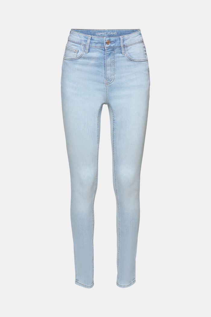 Jeans skinny a vita alta, BLUE BLEACHED, detail image number 6