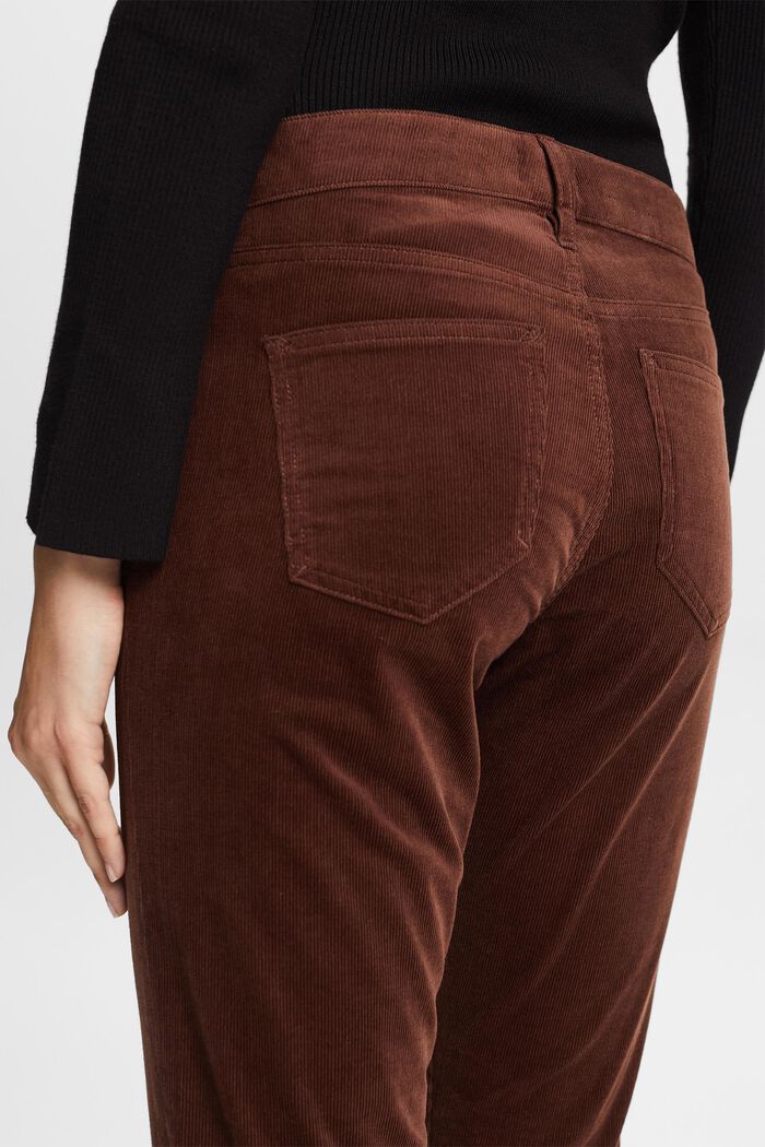 Pantaloni slim in velluto a vita media, BROWN, detail image number 2