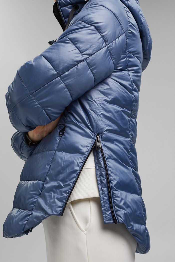 In materiale riciclato: giacca trapuntata con cappuccio rimovibile, GREY BLUE, detail image number 5