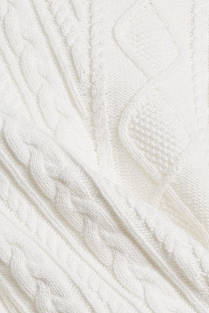 Pullover con motivo a maglia in cotone biologico, OFF WHITE, detail image number 4