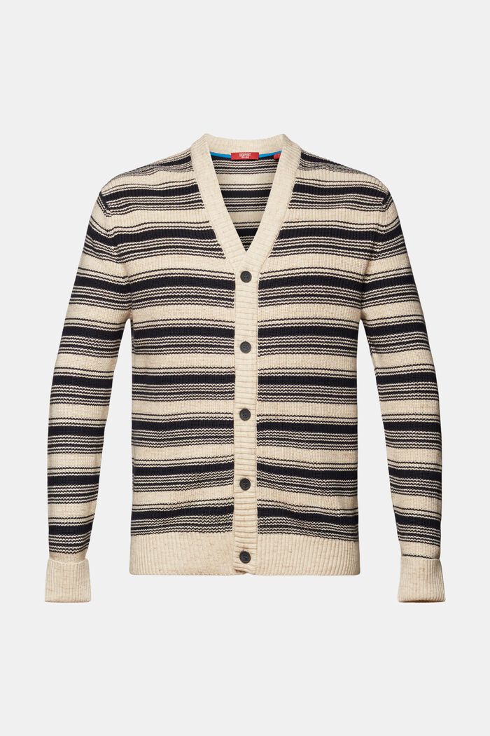 Cardigan a righe con scollo a V, 100% cotone, NAVY, detail image number 6
