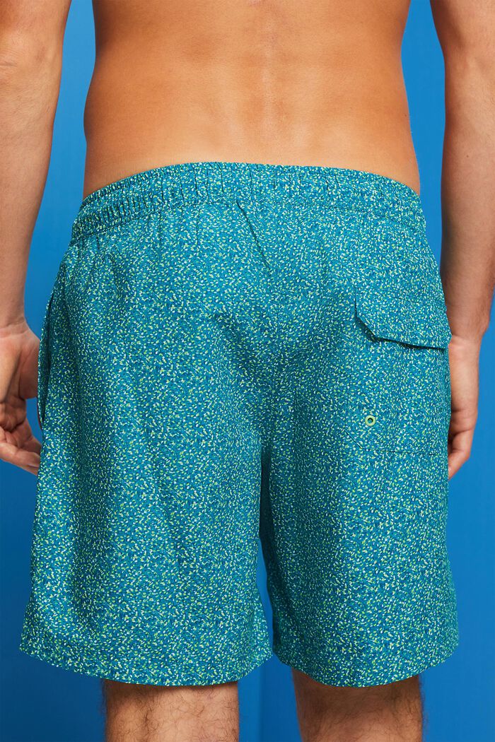 Pantaloncini da bagno con stampa allover, TEAL BLUE, detail image number 4