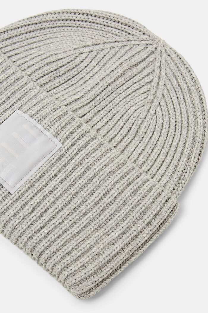 Berretto in maglia a coste di cotone, LIGHT GREY, detail image number 1