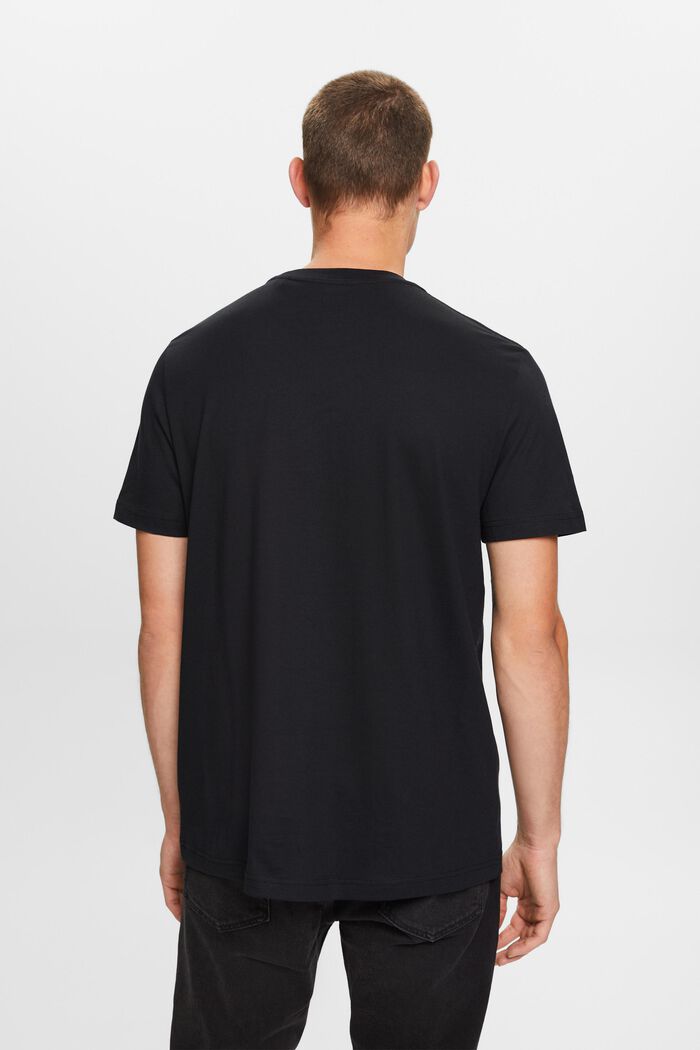 T-shirt girocollo in jersey di cotone Pima, BLACK, detail image number 3