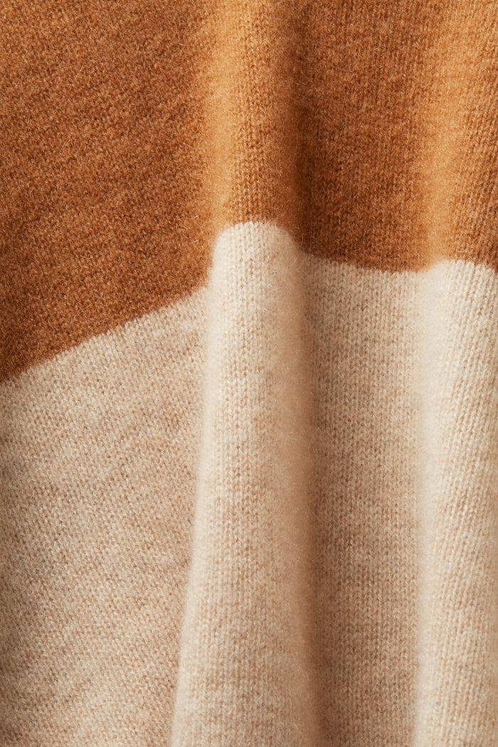 Maglione in cachemire a righe rugby con scollo a V, BEIGE, detail image number 5