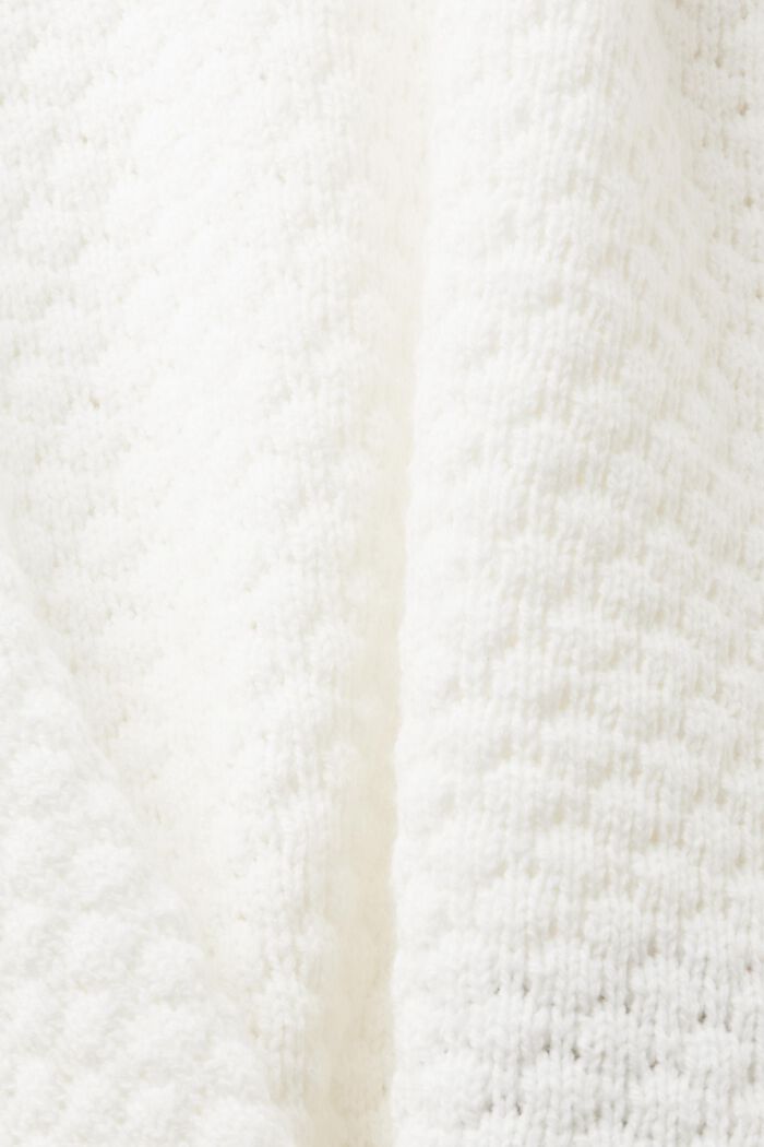 Pullover a maglia strutturata, misto cotone, OFF WHITE, detail image number 5