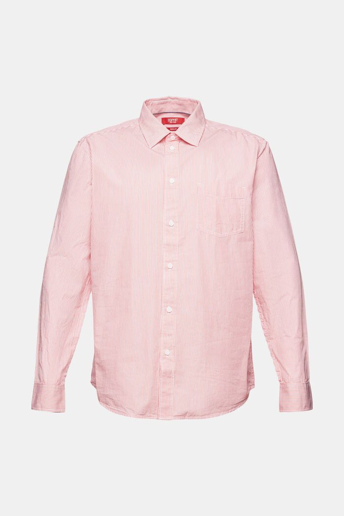 Camicia a righe in popeline di cotone, CORAL RED, detail image number 6
