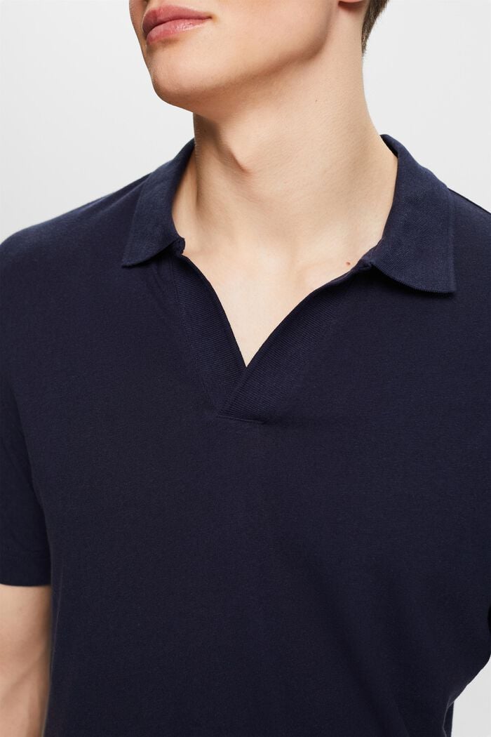 Polo in lino e cotone, NAVY, detail image number 2