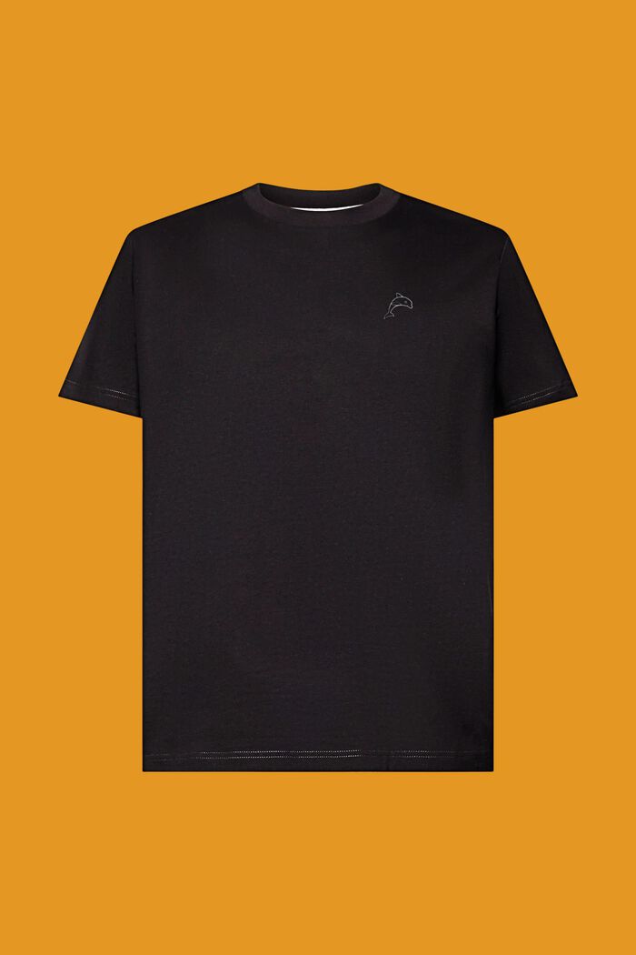 T-shirt in cotone con stampa di delfino, BLACK, detail image number 6