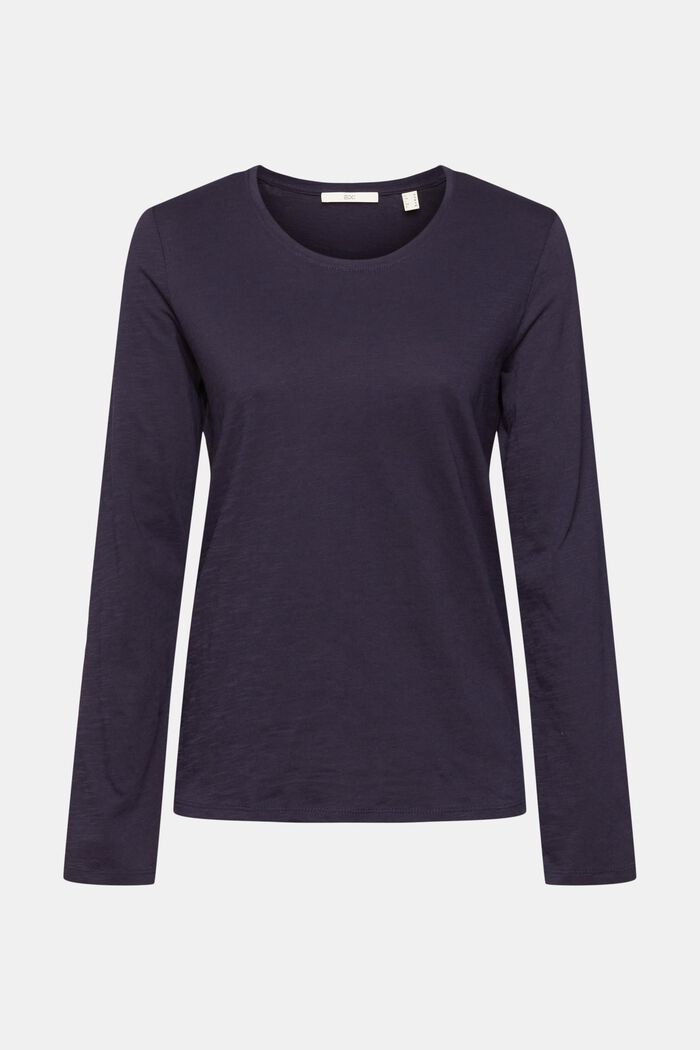 Top in cotone a maniche lunghe, NAVY, detail image number 2