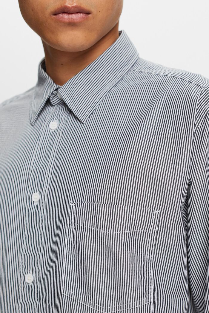 Camicia a righe in popeline di cotone, NAVY, detail image number 2