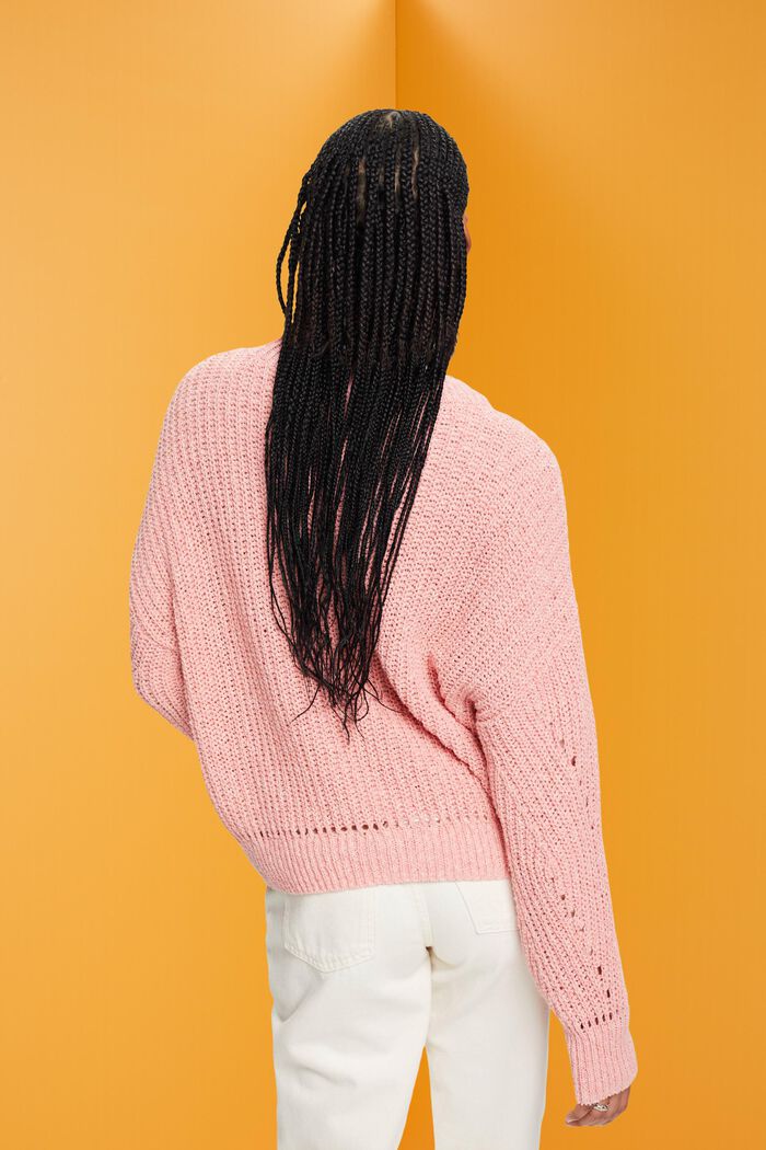 Pullover con motivo a treccia, PINK, detail image number 3