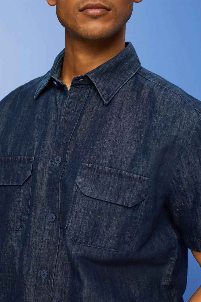 Camicia a manica corta effetto jeans, BLUE BLACK, detail image number 4