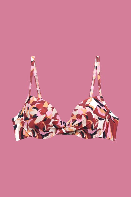 Top bikini imbottito con ferretto e stampa floreale