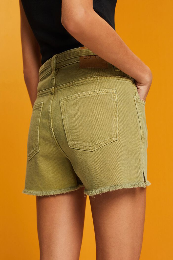 Pantaloncini di jeans a vita alta con cintura da annodare, PISTACHIO GREEN, detail image number 4
