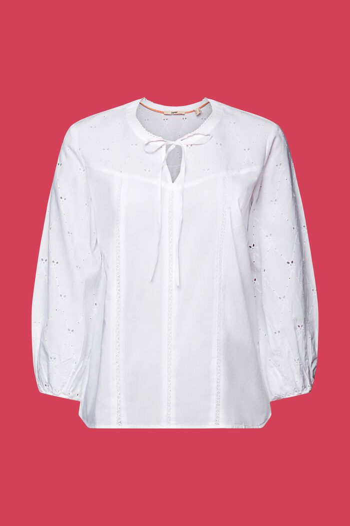 Blusa ricamata, 100% cotone, WHITE, detail image number 5