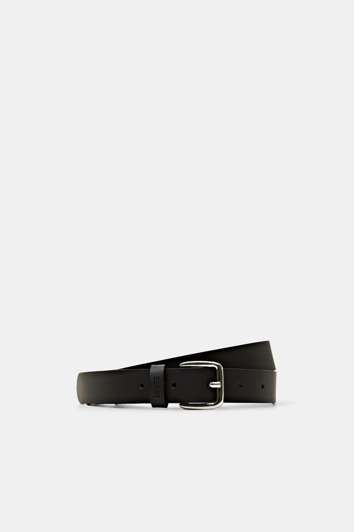 Cintura sottile in pelle, BLACK, detail image number 0