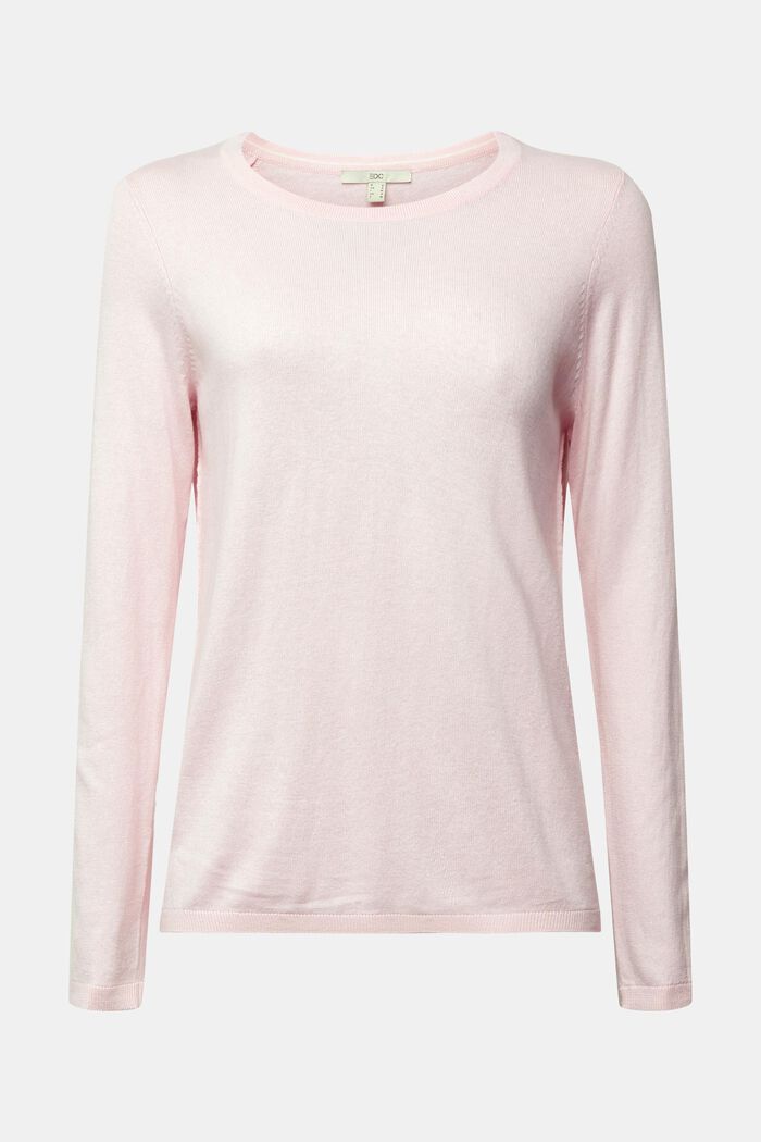 Pullover basic in misto cotone biologico, LIGHT PINK, detail image number 0