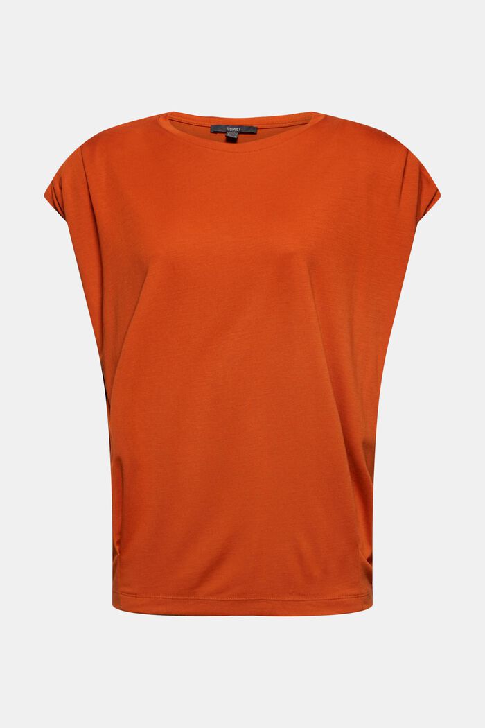 T-shirt con spalle imbottite, LENZING™ ECOVERO™, TERRACOTTA, detail image number 0