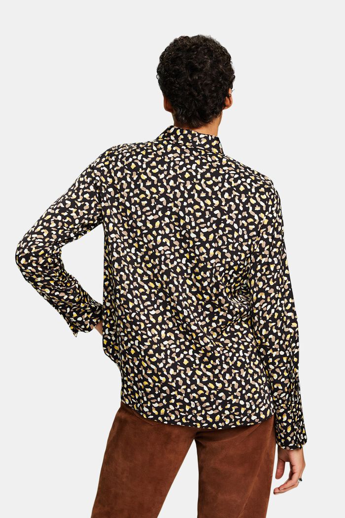 Camicia blusata in raso stampato, BLACK, detail image number 2