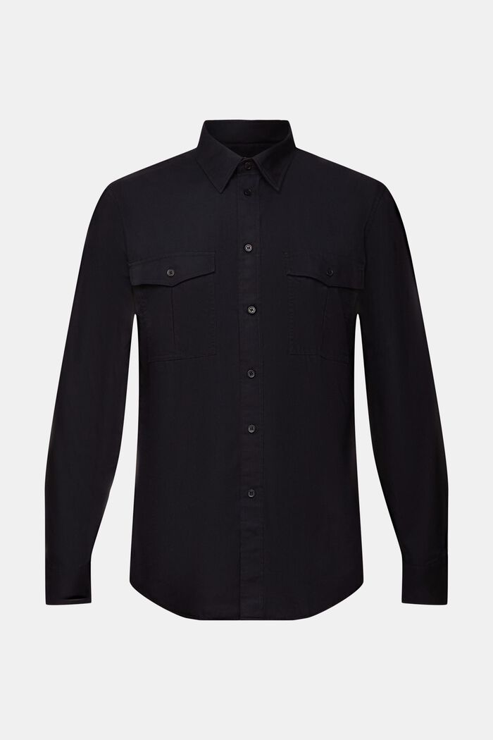 Camicia utility in cotone, BLACK, detail image number 5