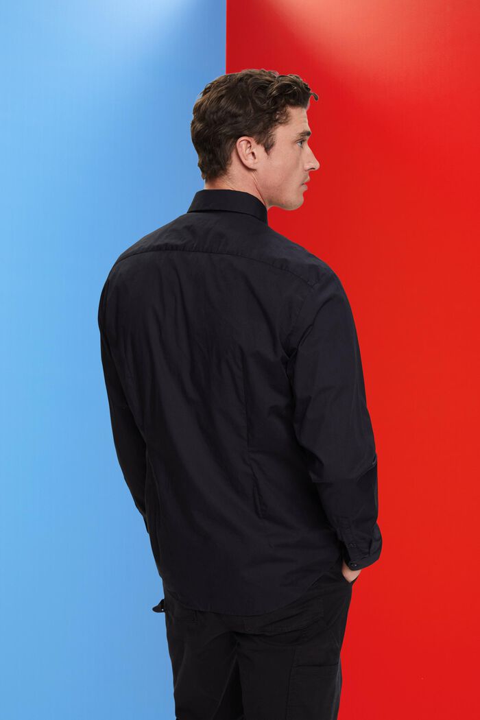 Camicia slim fit in cotone, BLACK, detail image number 3