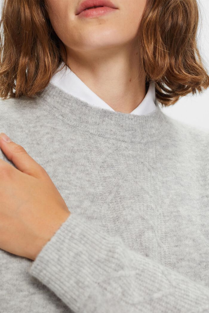 Pullover girocollo a maglia, LIGHT GREY, detail image number 1