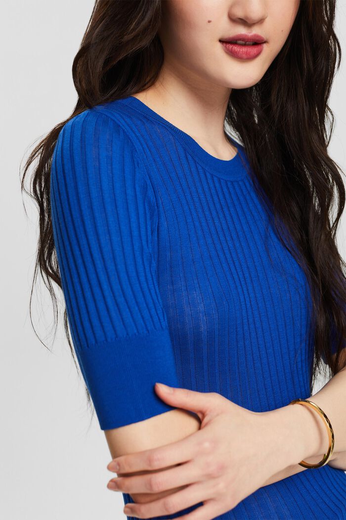 Pullover in maglia a coste, BRIGHT BLUE, detail image number 3