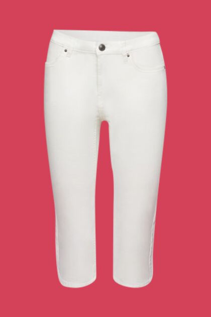 Jeans capri a vita media, WHITE, overview