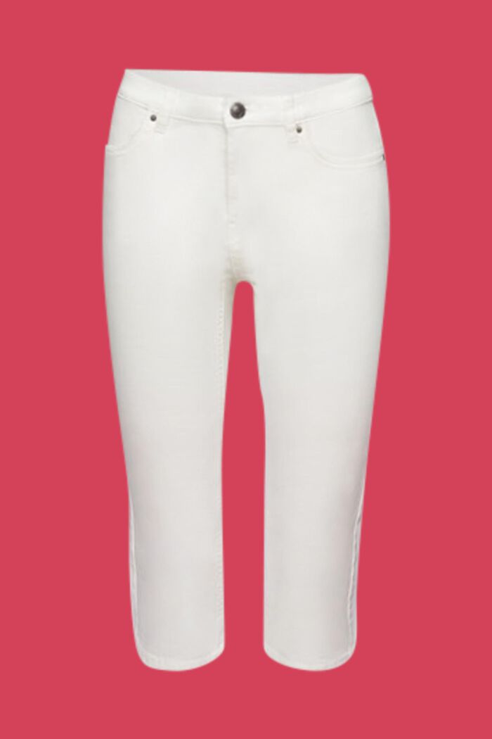 Jeans capri a vita media, WHITE, detail image number 6
