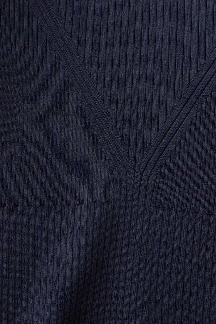 Pullover a coste a manica corta, NAVY, detail image number 4