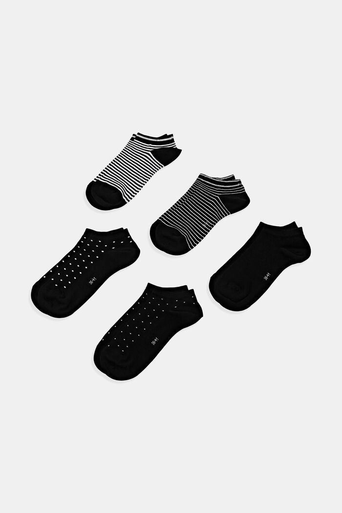 Calze da sneakers in confezione da 5, cotone biologico, BLACK, detail image number 0