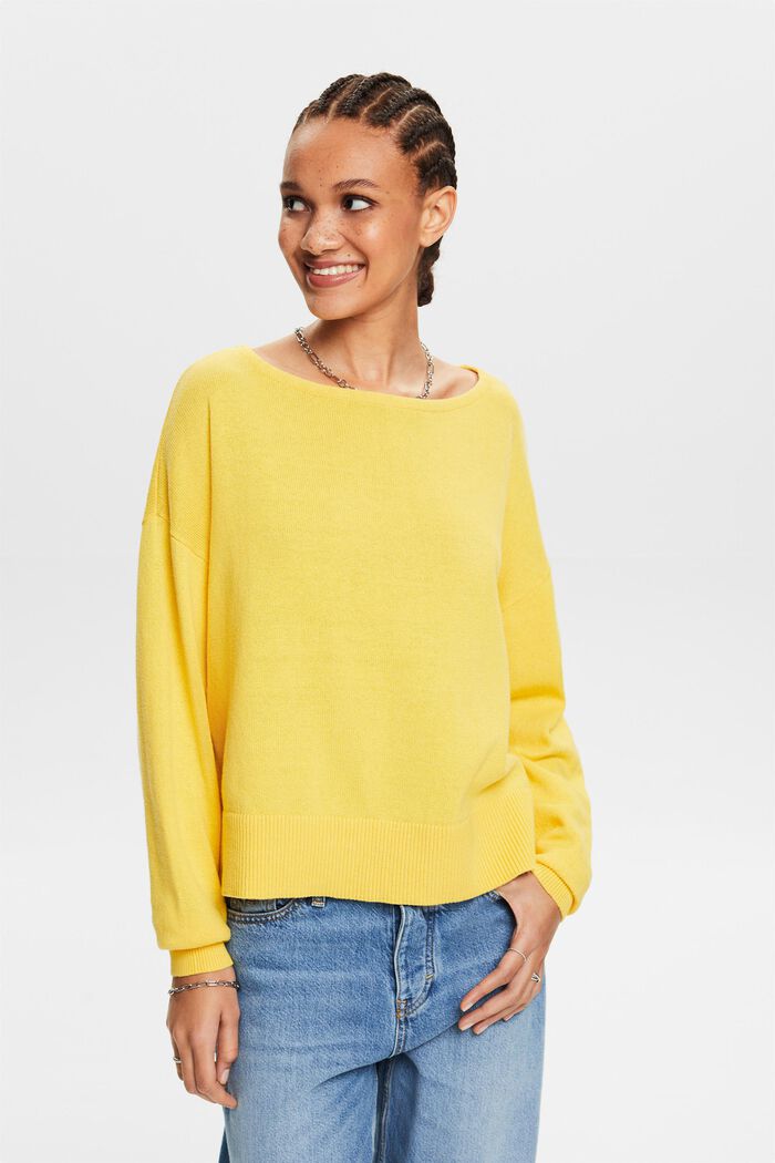 Pullover in cotone e lino, SUNFLOWER YELLOW, detail image number 0
