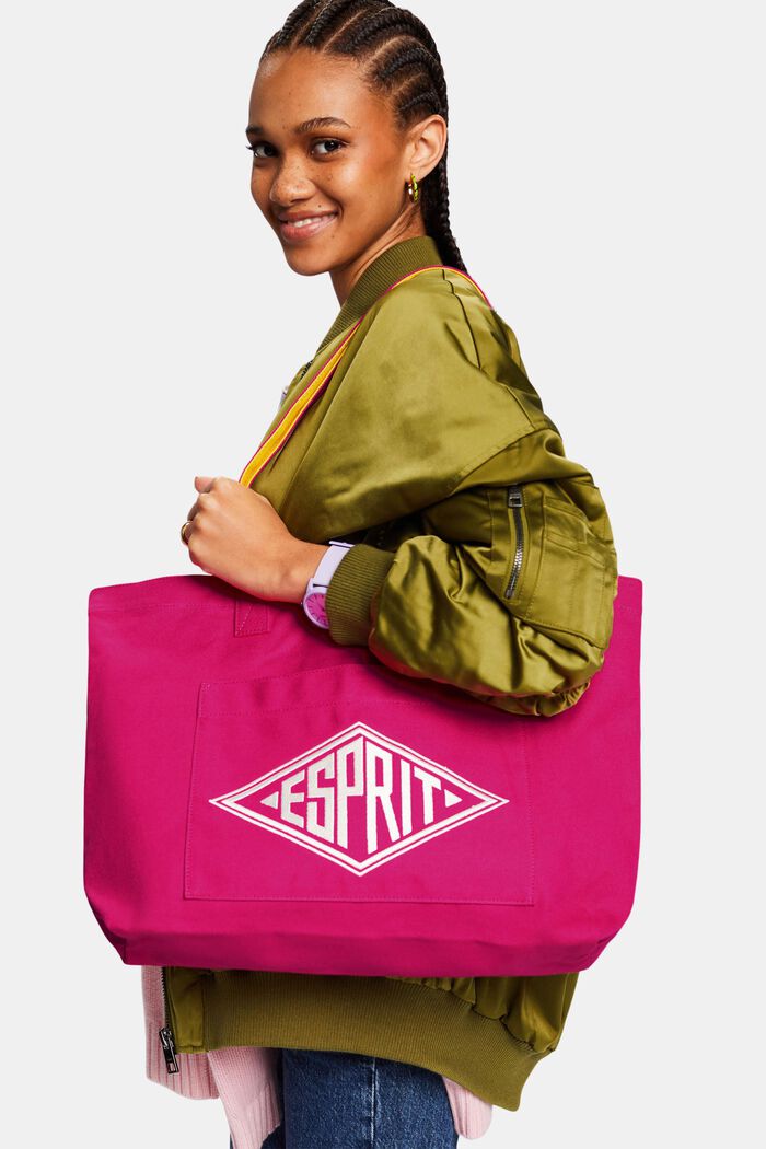 Tote Bag con logo in canvas, PINK FUCHSIA, detail image number 4