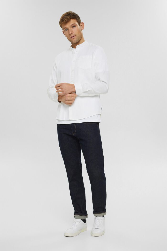 Camicia con colletto alto in cotone, WHITE, detail image number 6